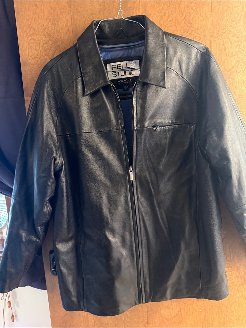 Wilson Men's Black Leather Zip-Front Jacket